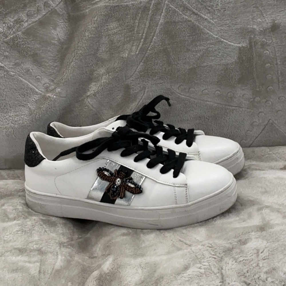 Black and White Minimalist Sneakers with Embellishments